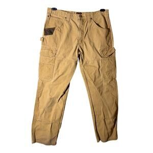 Wrangler Cargo Pants Mens 36x31 Tan Khaki Utility Workwear Cotton No Tag